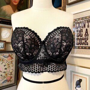 Torrid Pink and Black Lace Lightly Lined Multi-Way Strapless Bra 40DD NO STRAPS